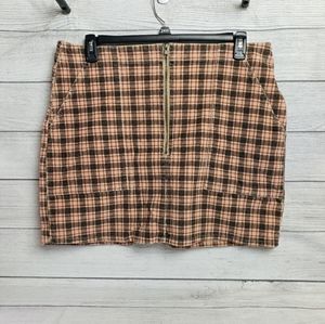 Wild‎ Fable Cream Black Rose Pink Plaid Corduroy Zipper Slip On Skirt Womens 18